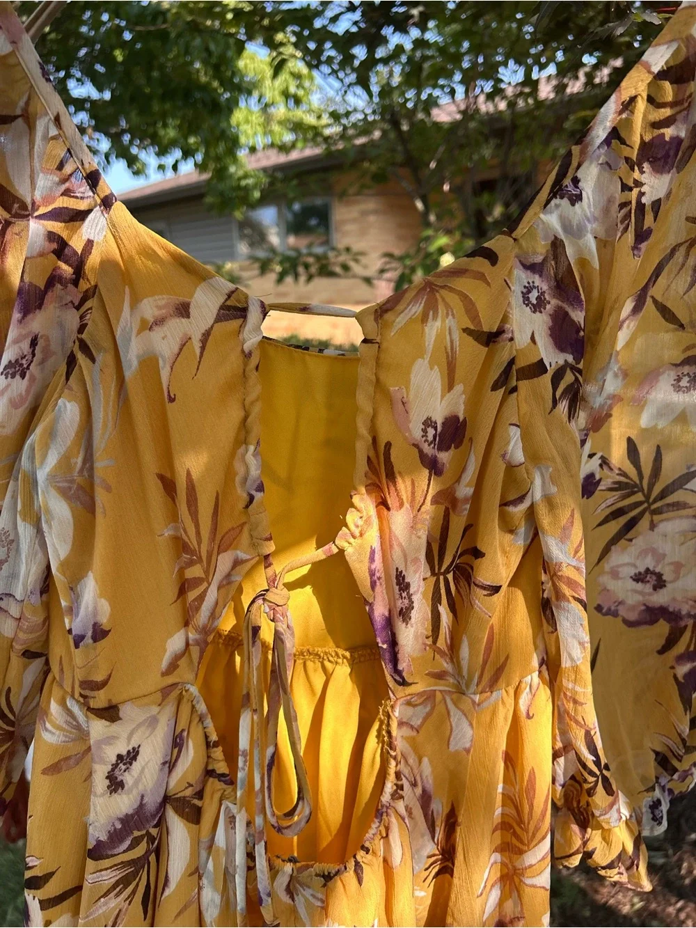 Women’s Floral Midi Dress - Yellow Floral